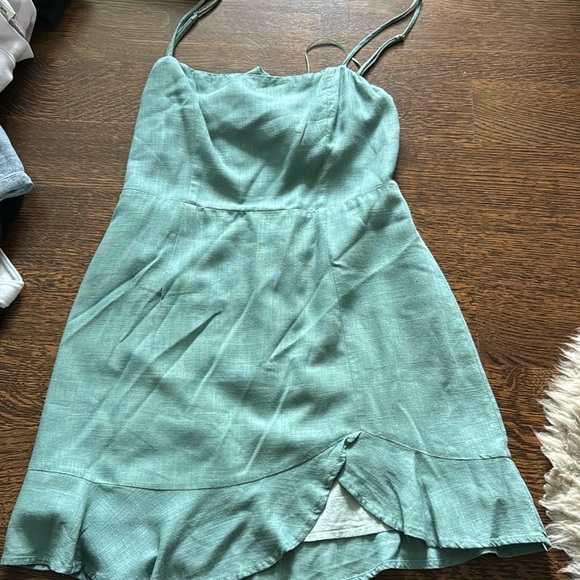 Linen Mini Dress with Tie-Back - Picture 1 of 3